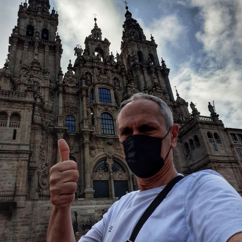 Catedral de Santiago. Yo en la plaza del Obradoiro